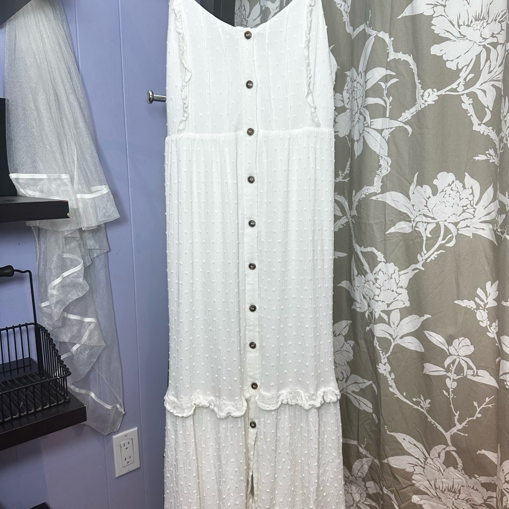 White Button-Down Maxi Dress
